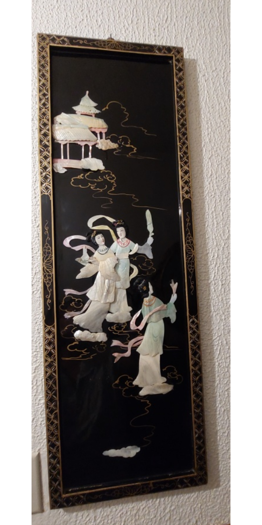 Vintage Asian Mother of Pearl Wall Art Panel - photo 3