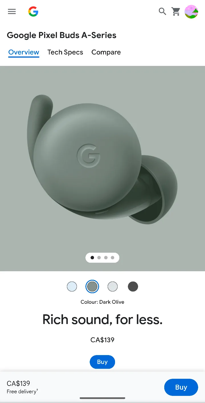 Google Pixel Earbuds - Series-A in Dark Olive thumbnail