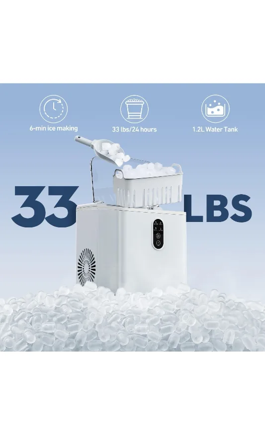 New Countertop Ice Maker 9chewable Cubes Ready 6mins image indicator(3)