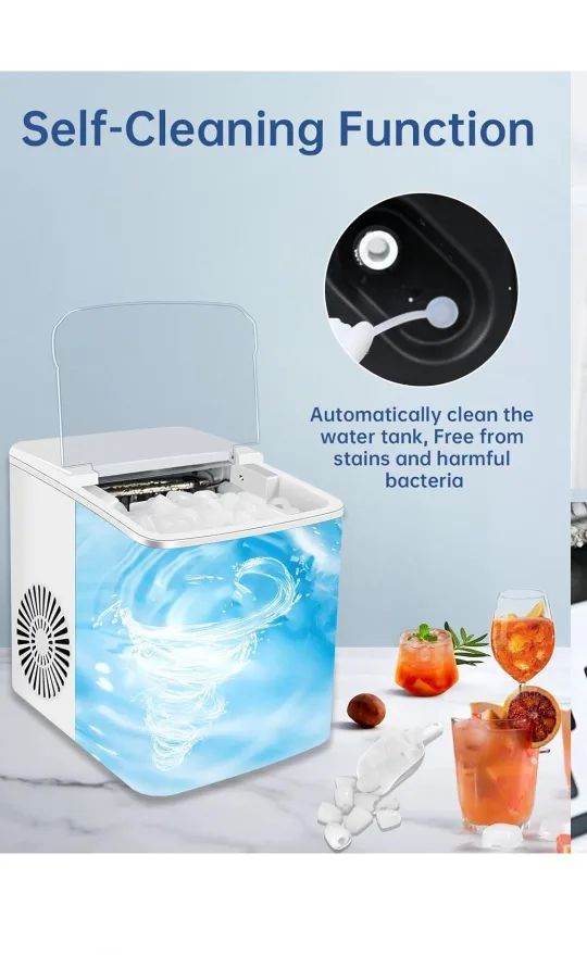 New Countertop Ice Maker 9chewable Cubes Ready 6mins image indicator(5)