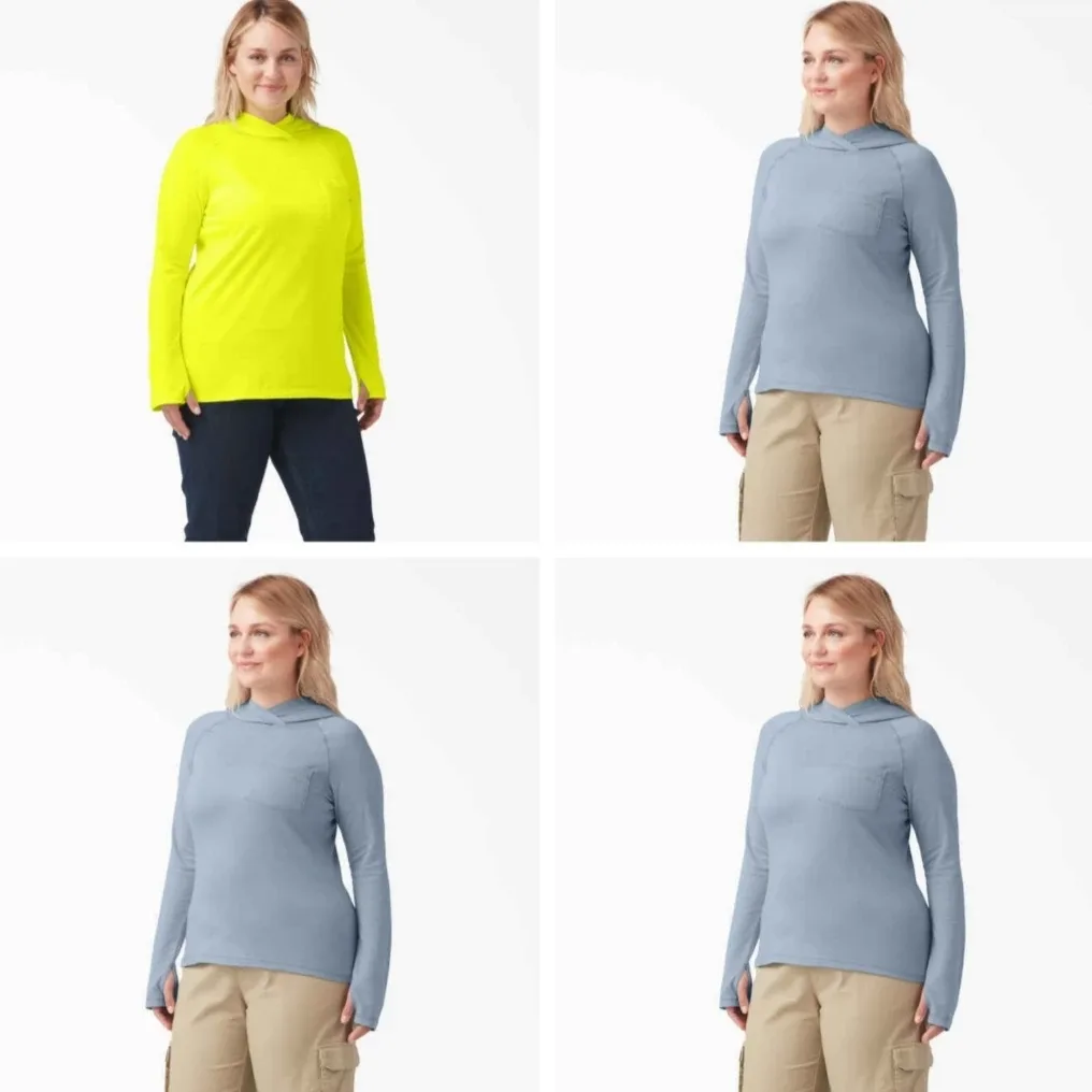 Dickies Women's Long Sleeve Hoodie - Blue/Yellow - 4pack thumbnail