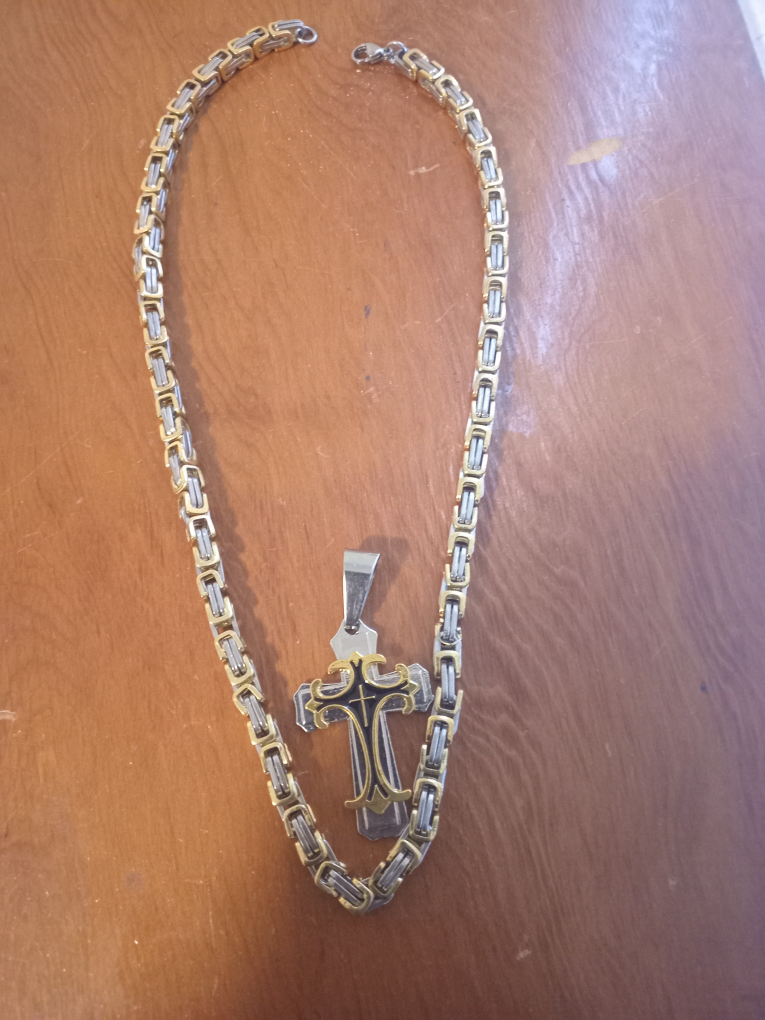 Cross Pendant Necklace Silver & Gold - photo 3