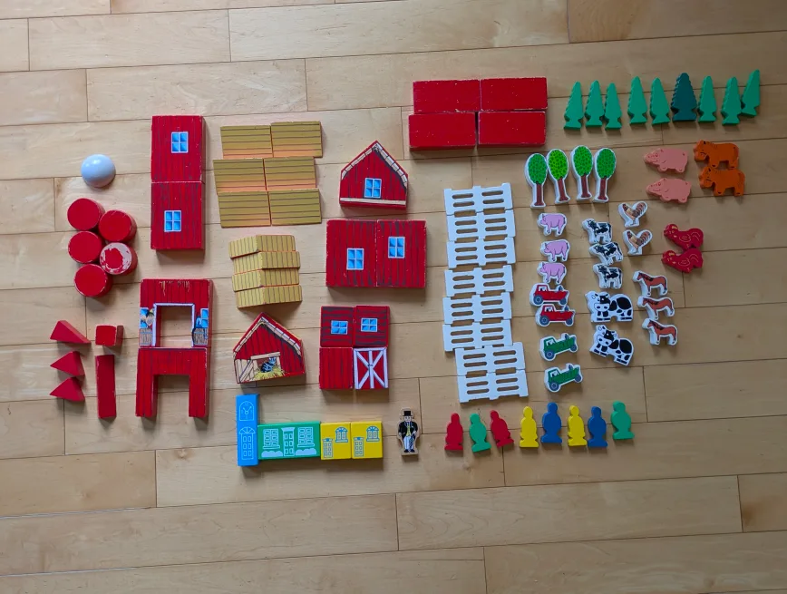 Wooden Farm Animal Building Blocks thumbnail
