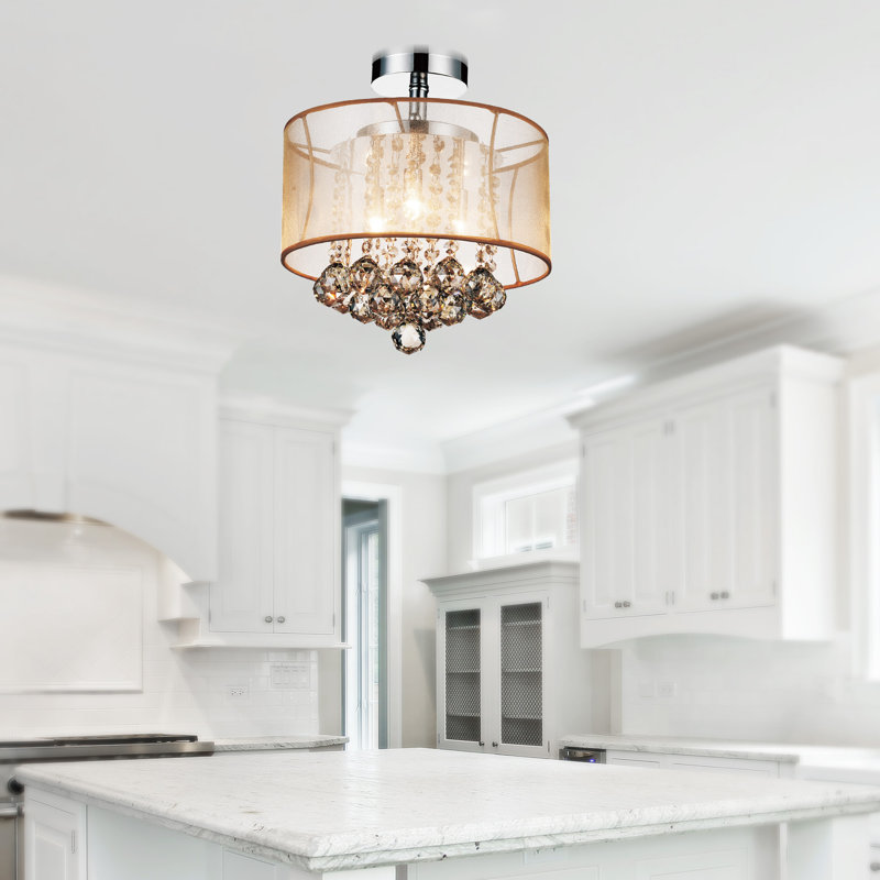 Crystal Chandelier Ceiling Light, 13" Height - photo 2