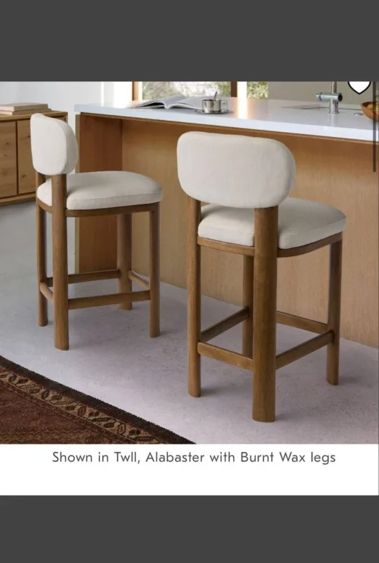 (Free Delivery) 2 Pottery Barn Bar Stools - Twill Alabaster thumbnail