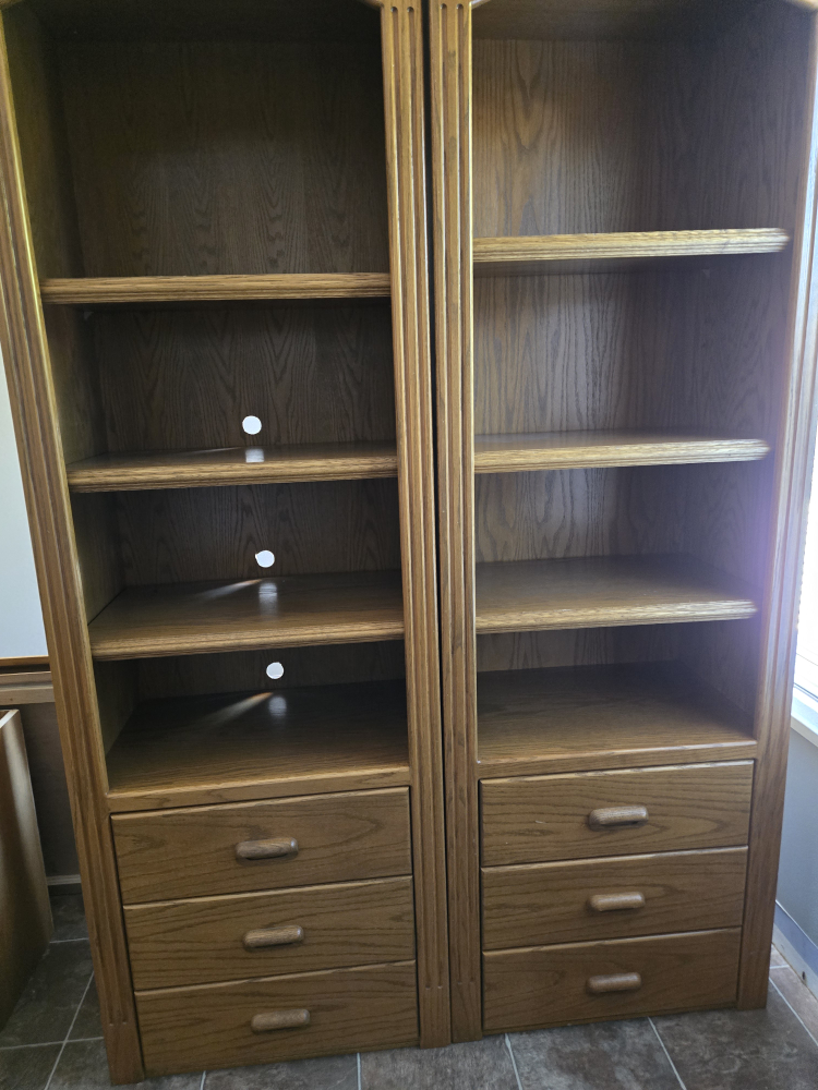 Solid Oak Bookcase with Drawers