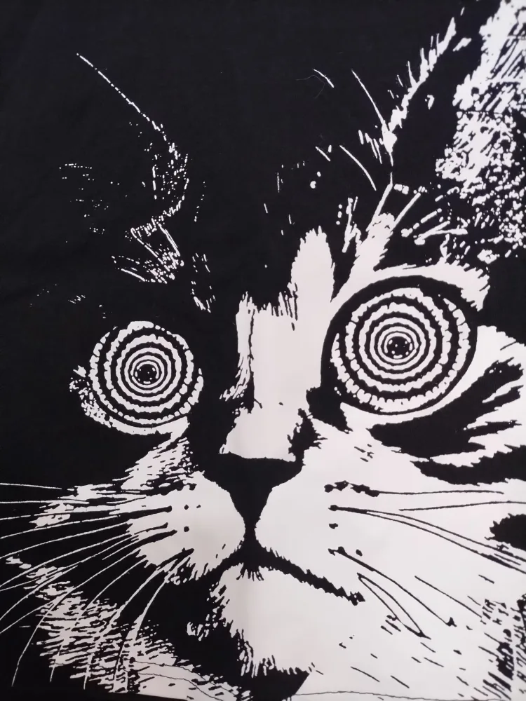 Black hypnotic Cat Print Crop Top thumbnail