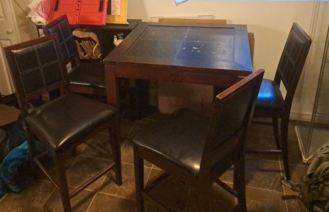Dark Wood Dining Table with 4 Chairs - photo 5