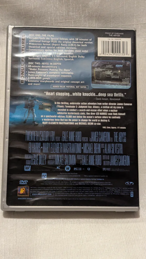 The Abyss Special Edition DVD 2 disc set 2000 🇨🇦 image indicator(2)