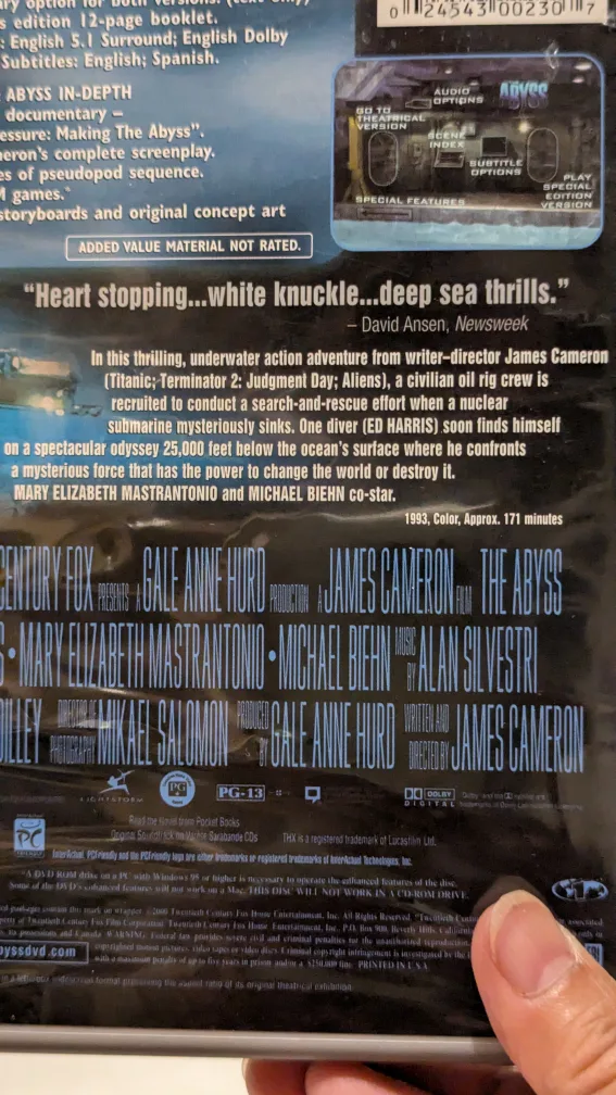 The Abyss Special Edition DVD 2 disc set 2000 🇨🇦 image indicator(4)