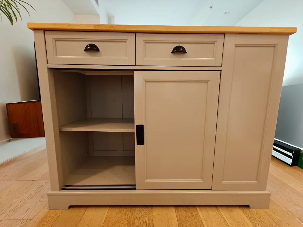 Canvas-Grey Wooden Kitchen Island with Drawers thumbnail