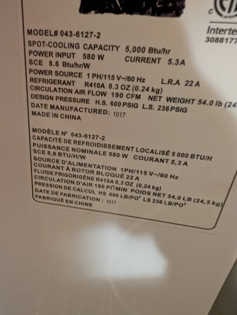 Hisense Portable Air Conditioner 5000 BTU image indicator(2)