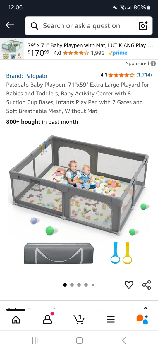 BNIB Palopalo Baby Playpen 71"x59" thumbnail