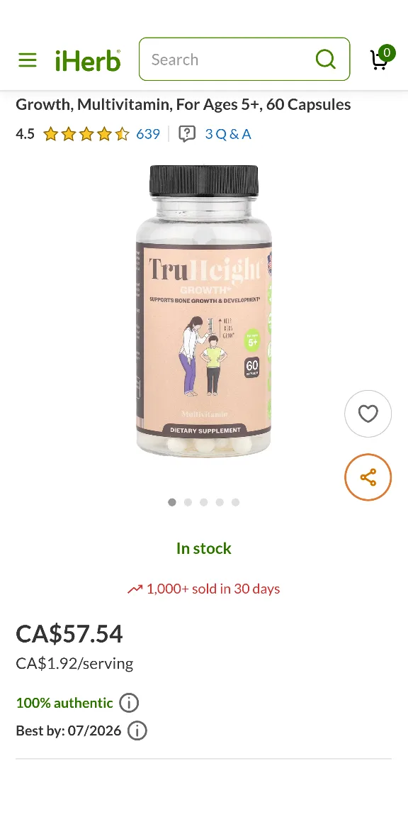 TruHeight Growth - Natural Growth & Development Supplement image indicator(5)