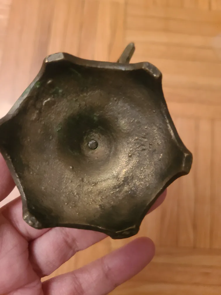 1800's Antique Brass Chamberstick Candlestick image indicator(3)