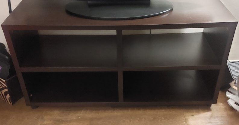Dark Brown TV Stand with Shelves