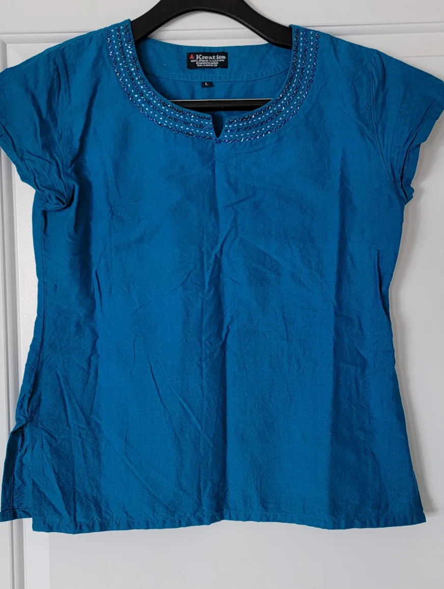 Kreation Handmade Teal Beaded Top thumbnail