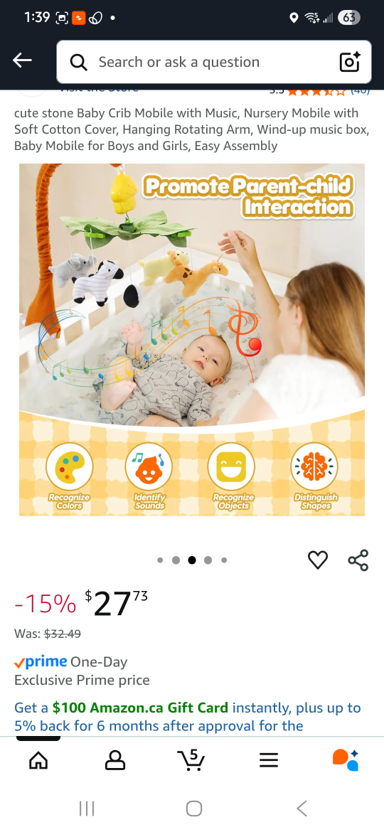 Cute Baby Crib Mobile with Music