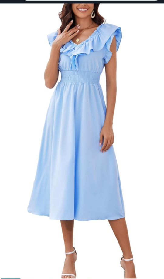 Light Blue Ruffle Midi Dress - photo 2