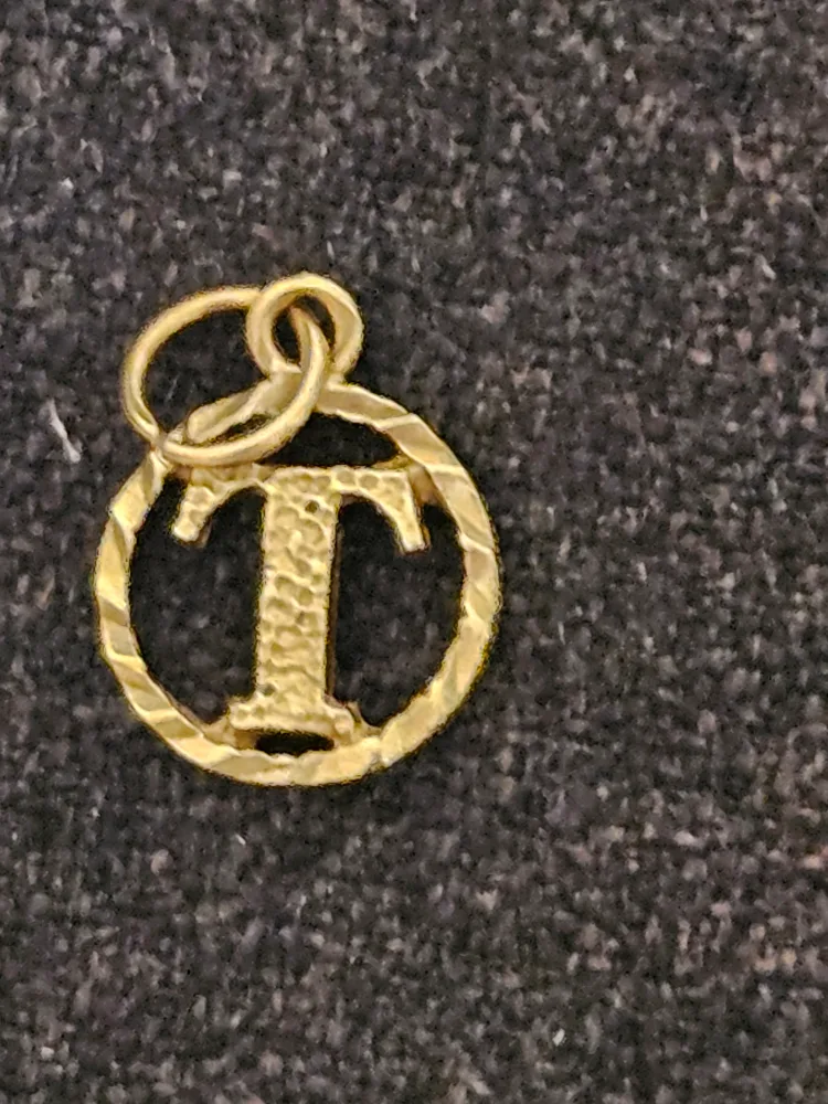 10kt Gold Initial "T" Charm Pendant thumbnail