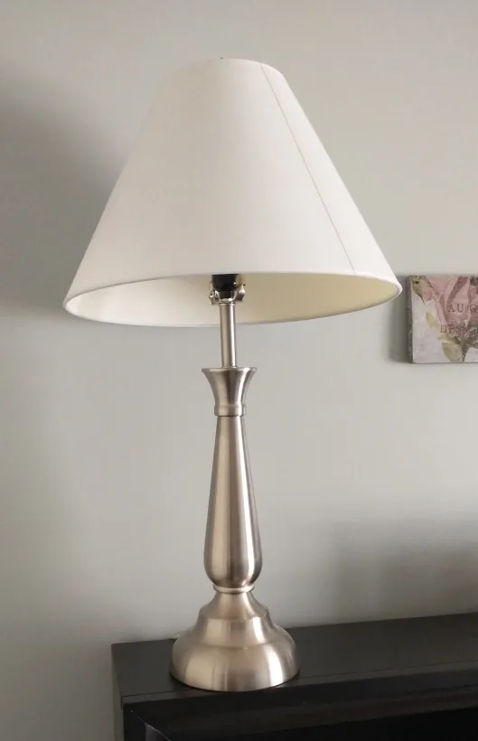 Silver Table Lamp with White Shade thumbnail