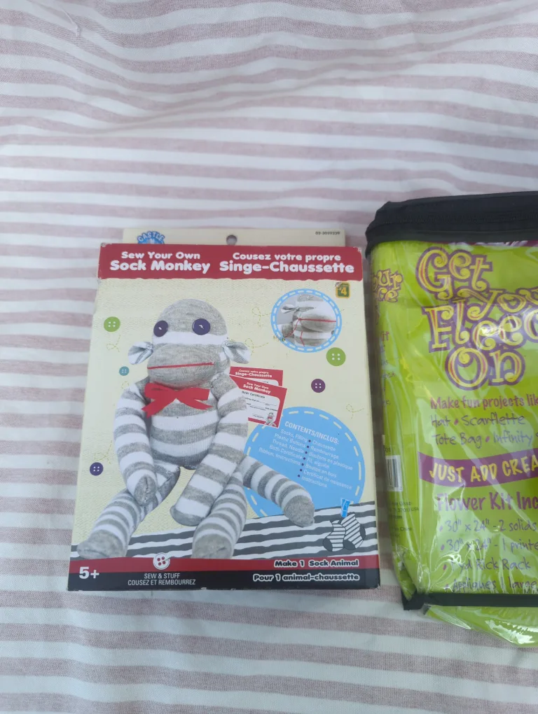 crafts Sew Your Own Sock Monkey & Fleece Flower Kit thumbnail