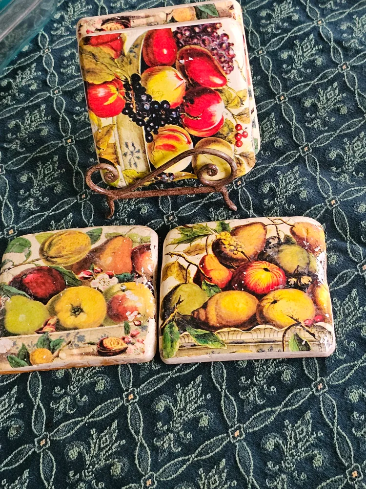 Fruit Design Coasters with Holder