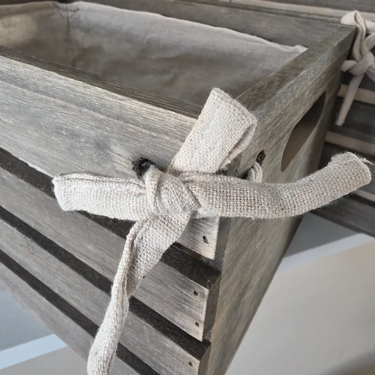 Set of 2 Grey Wooden Storage Crates image indicator(4)
