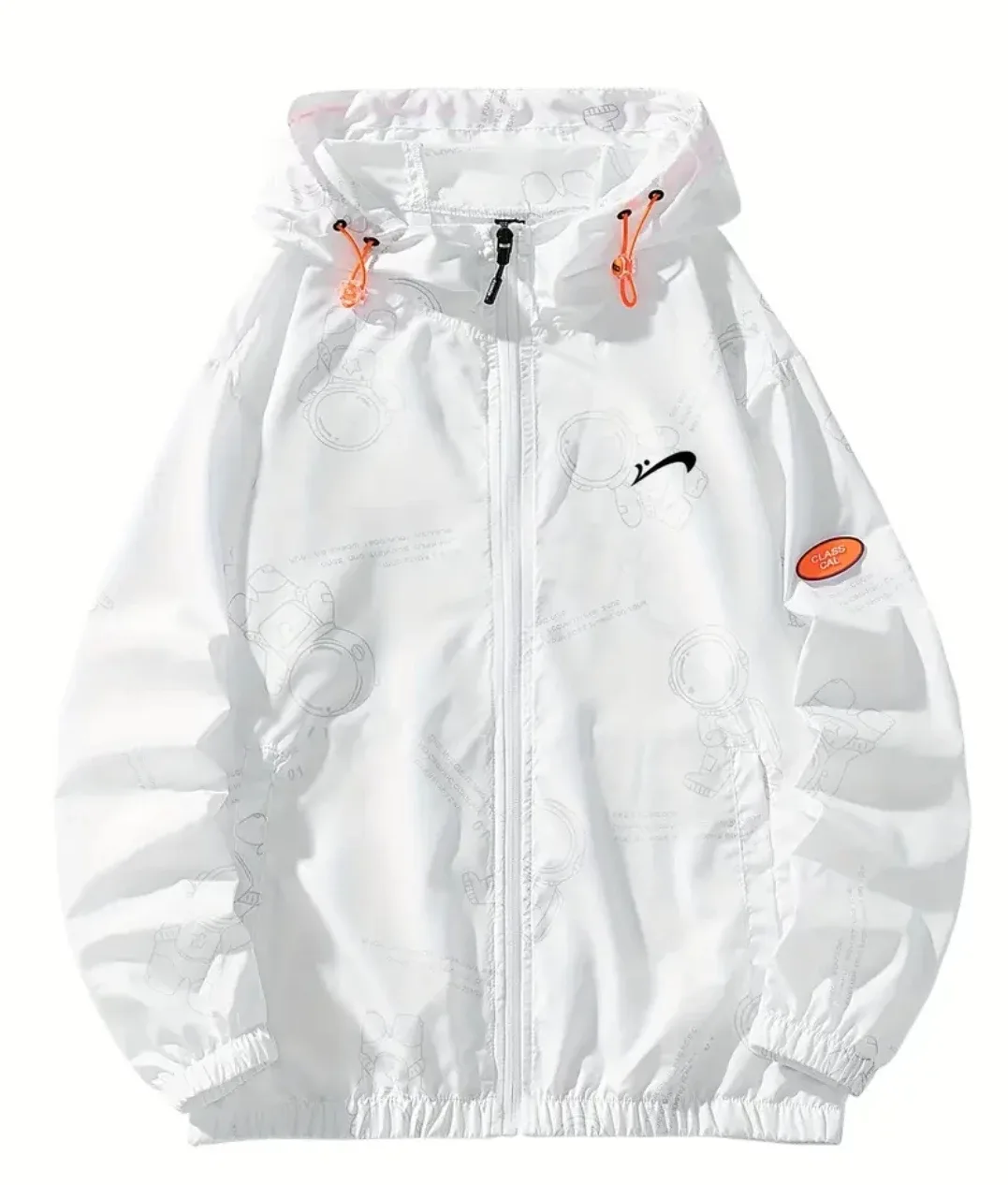 White Windbreaker Jacket with Astronaut Design thumbnail