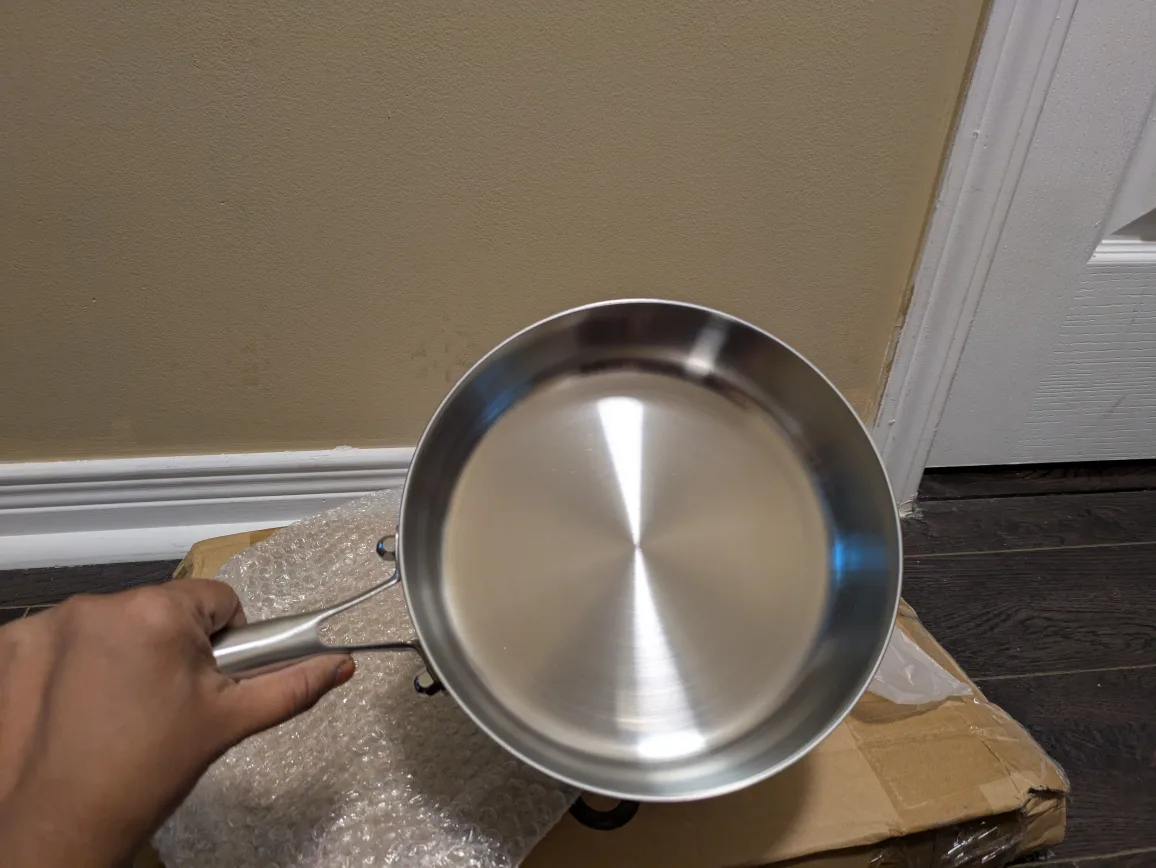 brand new 8inch triply stainless steel heavy weight pan image indicator(6)