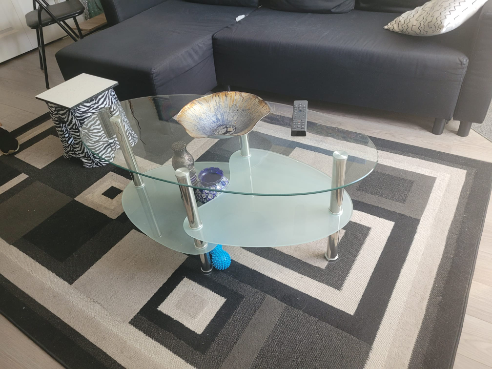 The Brick Glass Coffee Table with Silver Legs