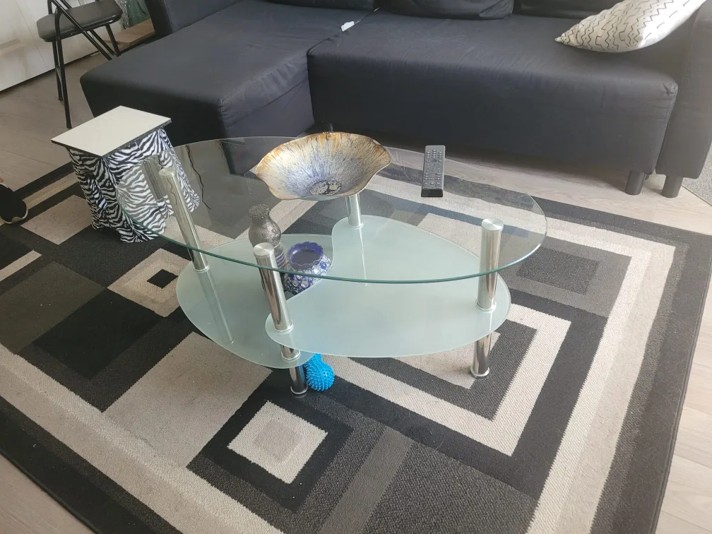 The Brick Glass Coffee Table with Silver Legs thumbnail