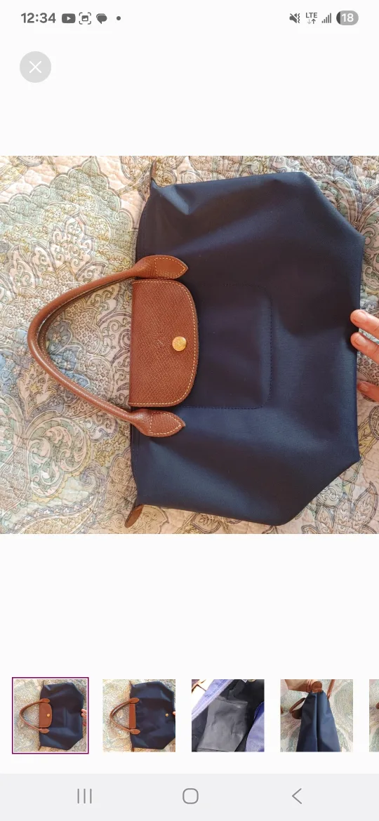 Longchamp Navy Blue Mini Tote Bag thumbnail