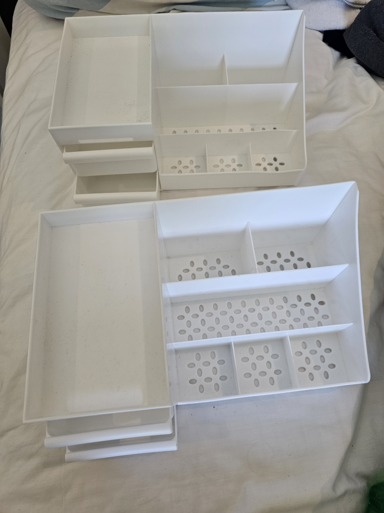 White Plastic Drawer Organizers - Set of 2
