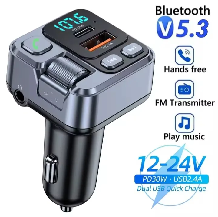 Bluetooth V5.3 FM Transmitter PD30W USB2.4A thumbnail