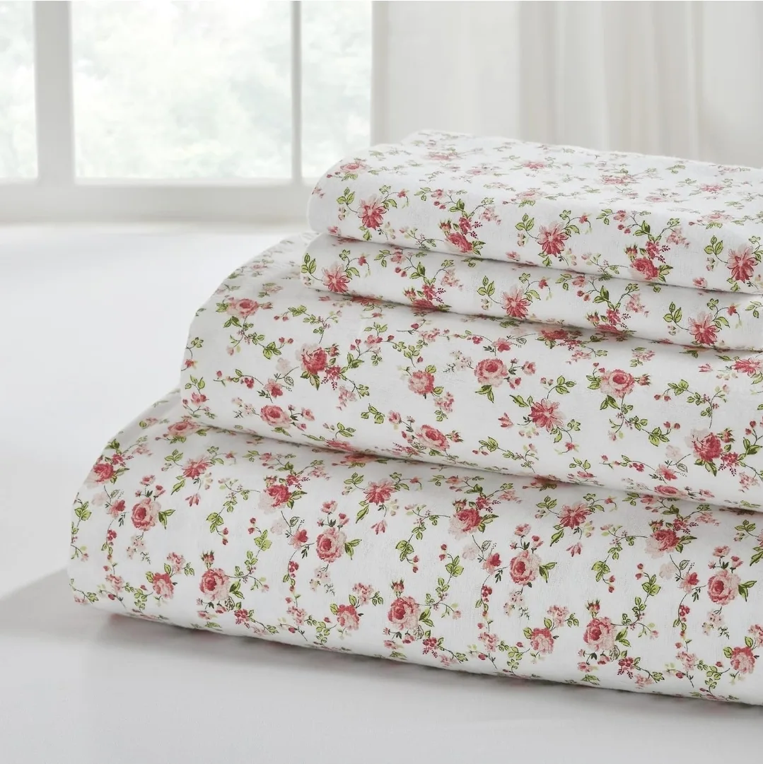 Queen Floral Print 4pc Sheet Set 🇨🇦 thumbnail