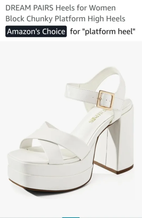 DREAM PAIRS White Platform Heels - Size 7.5 thumbnail