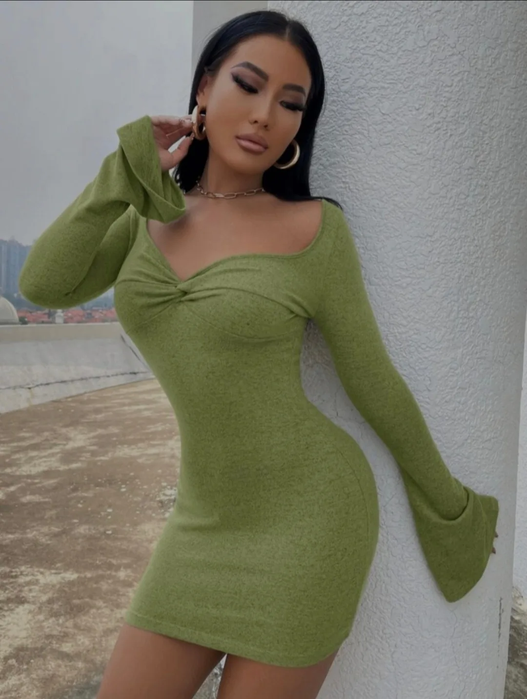 Flounce Sleeve Bodycon Dress image indicator(8)