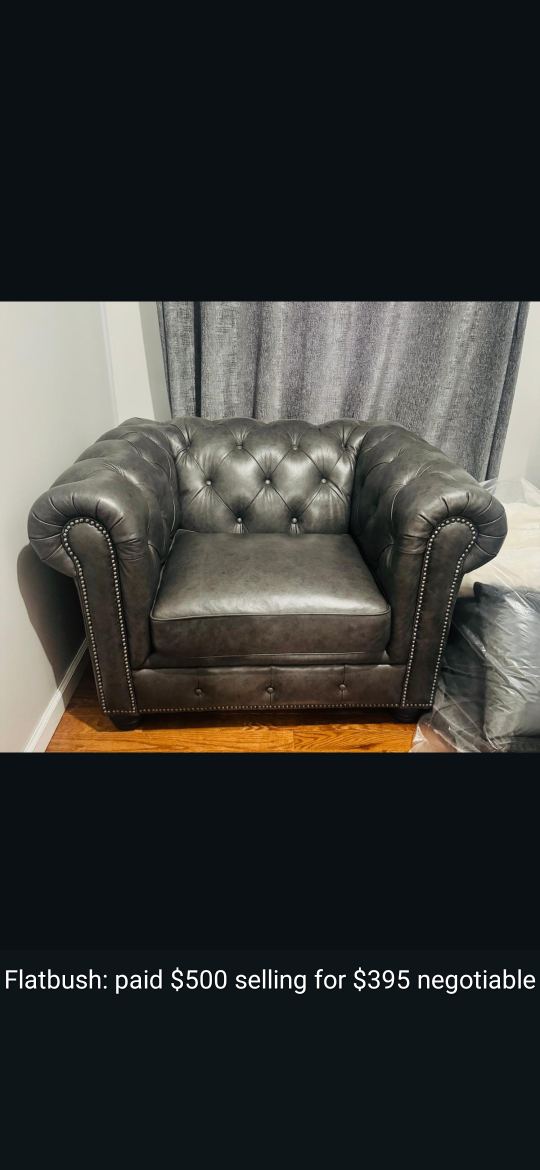 Gray Tufted Chesterfield Armchair