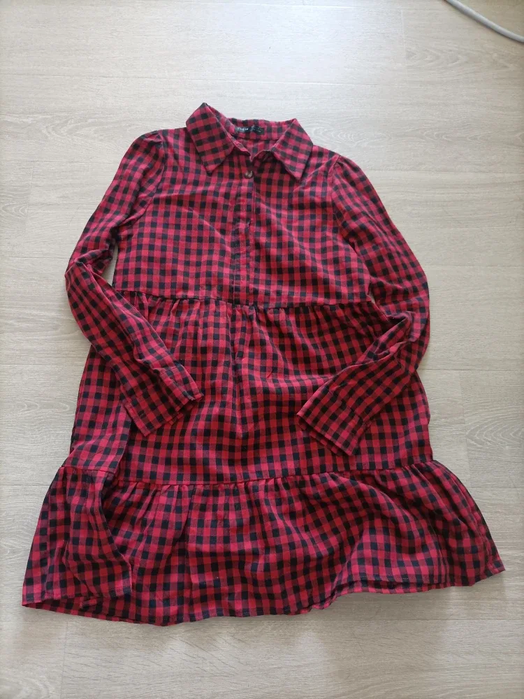 Shein Red & Black Gingham Dress thumbnail