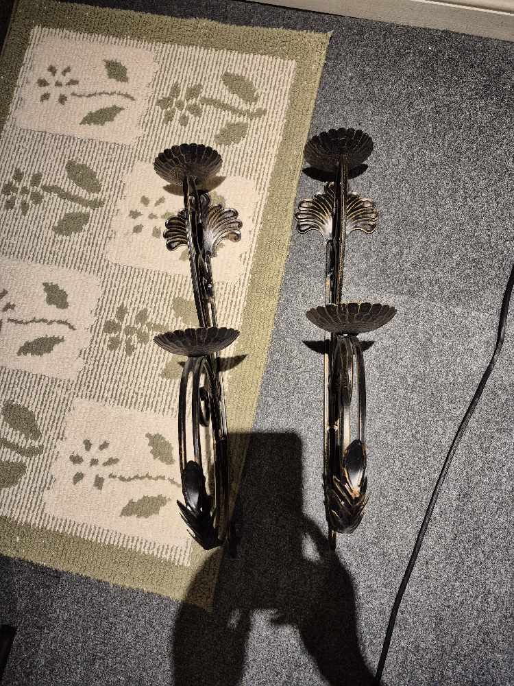 Pair of Metal Candle Wall Sconces