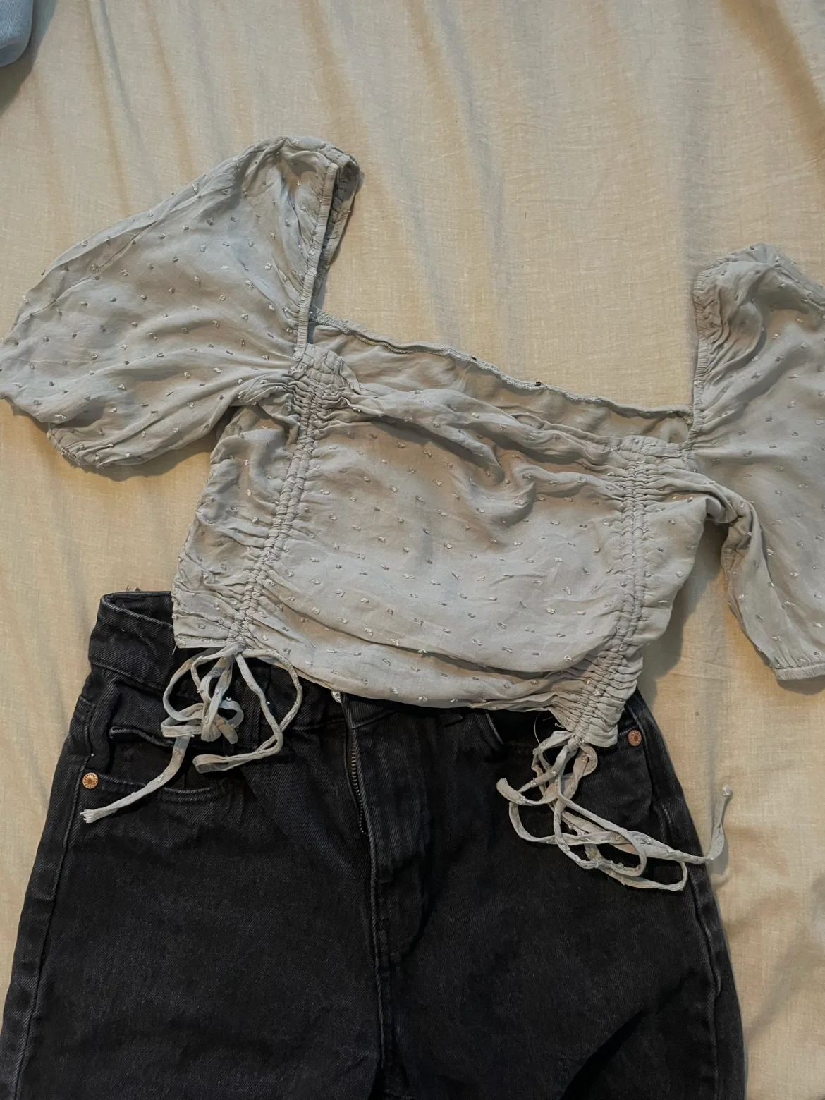Light Green Cinched Crop Top - Rayon thumbnail