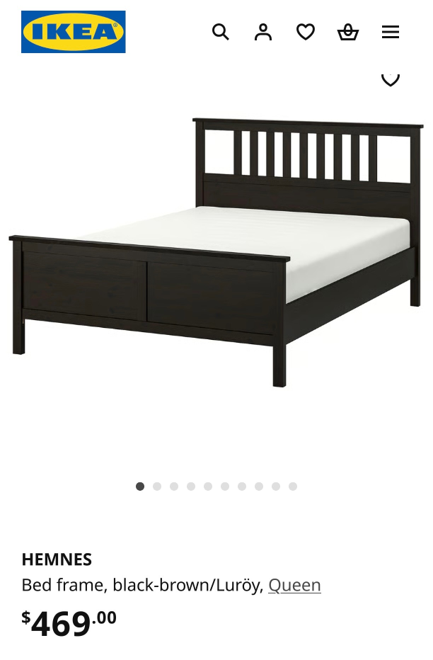 IKEA Hemnes Queen Bed Frame - Black Brown