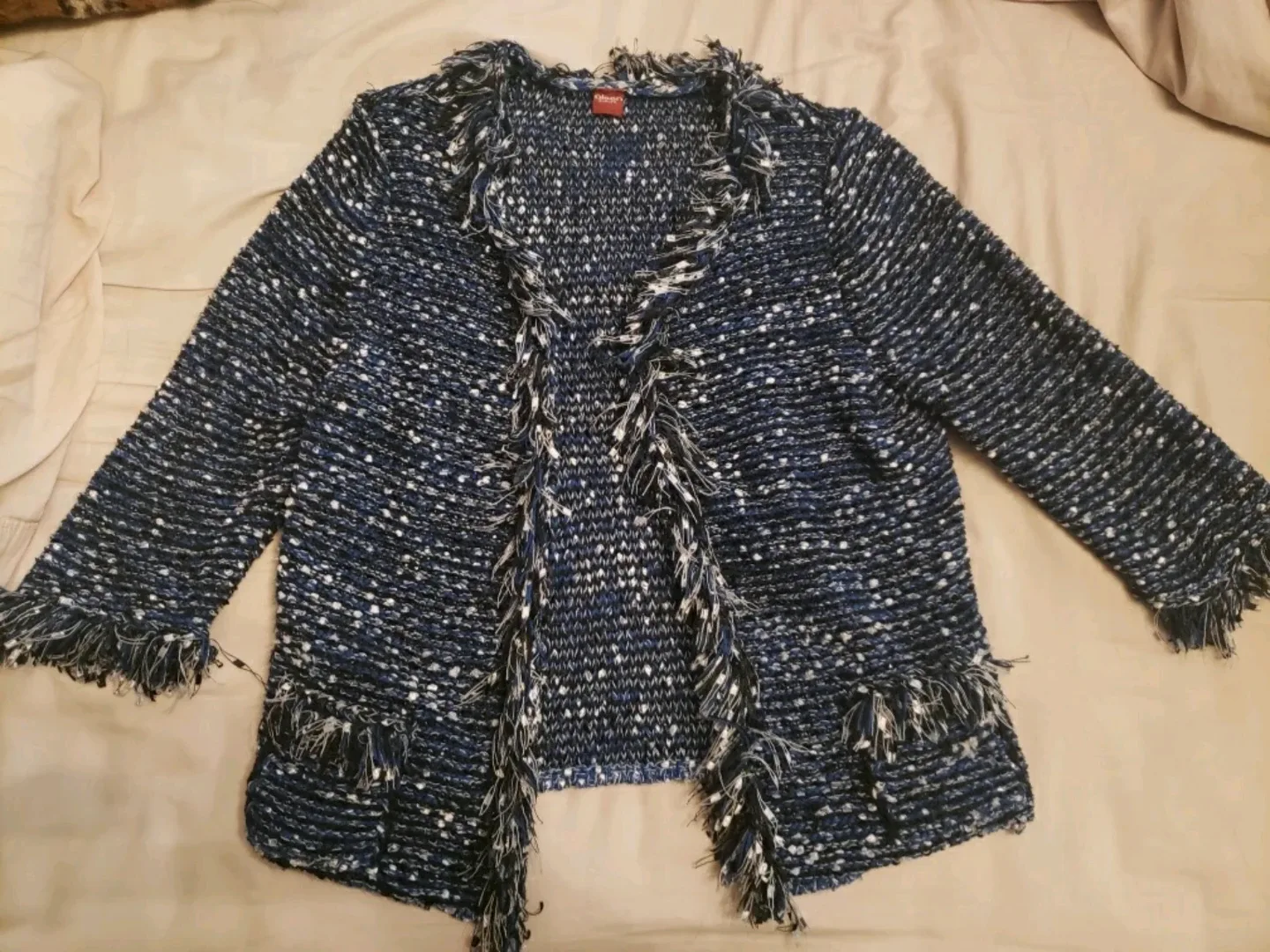 Olsen Europe Blue Textured Cardigan Size M/L thumbnail