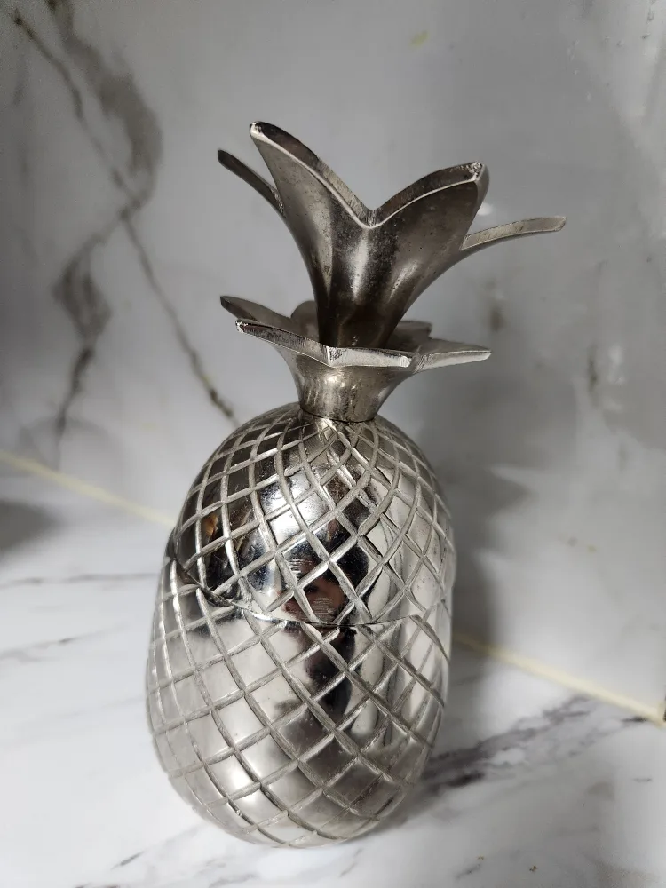 Silver Pineapple Decor Bowl - Made in India thumbnail