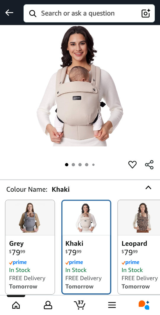 Momcozy Baby Carrier - Khaki - New and Never Used