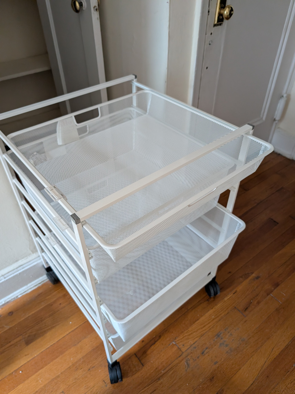 IKEA White Metal Rolling Cart