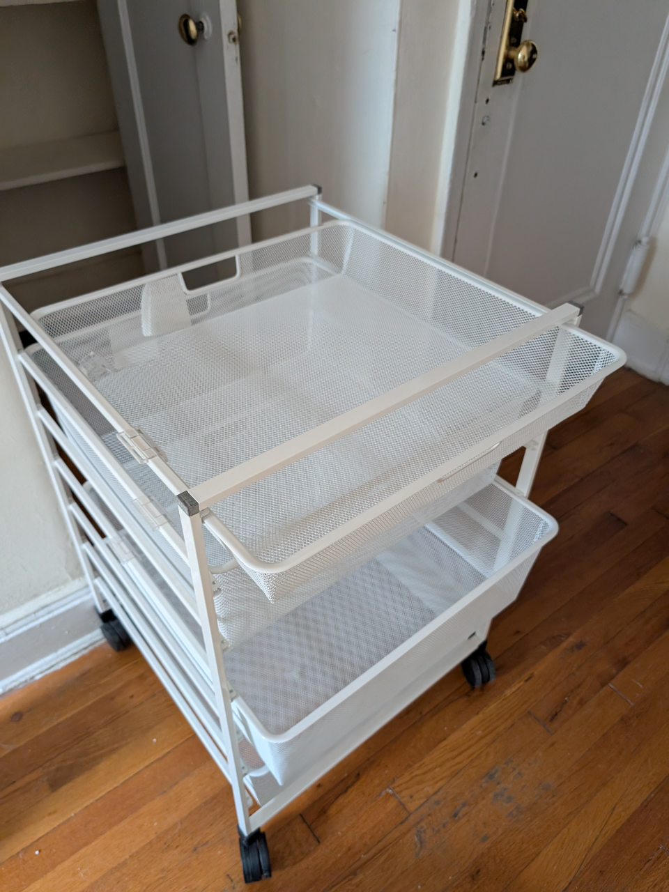 IKEA White Metal Rolling Cart - photo 2
