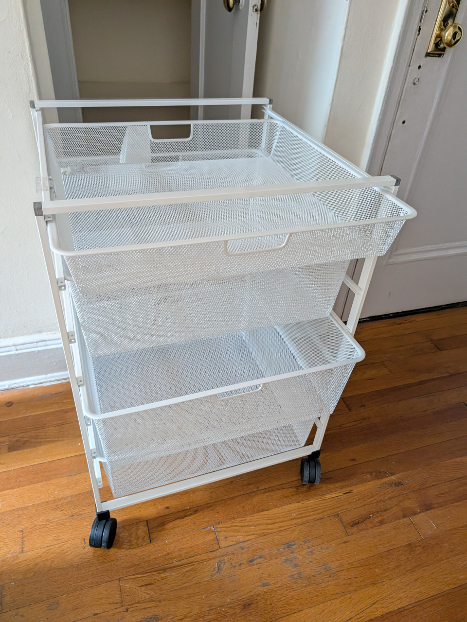 IKEA White Metal Rolling Cart - photo 4