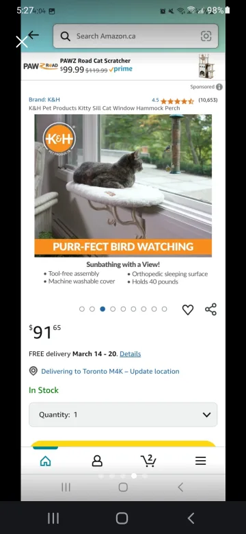 K&H Kitty Sill Cat Window Hammock Perch thumbnail